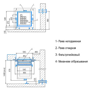 Панель для сдвоенной установки фильтра типа ФЯРБ-2/1-1500 м³