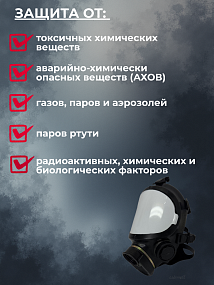 Противогаз фильтрующий «БРИЗ®-3306» марки A1B1E1K1SXHgP3 R D с маской (лицевой частью) «БРИЗ®-4301 (ППМ)» категория 3